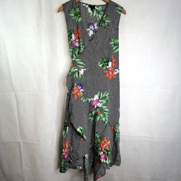 Who What Wear Sleeveless Maxi Wrap Dress Striped Tropical Size XXL - Picture 9 of 9